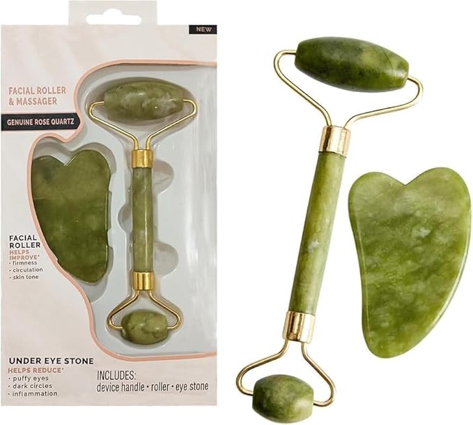 Jade Roller & Gua Sha Face & Neck Massage Kit