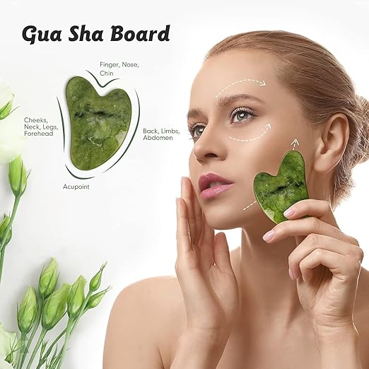 Jade Roller & Gua Sha Face & Neck Massage Kit